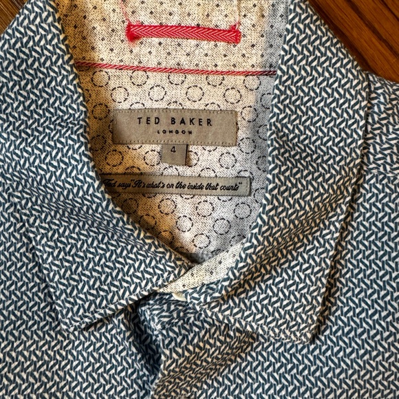 Ted Baker Light Blue Short-Sleeve Button-Down with Microprint - Picture 2 of 4